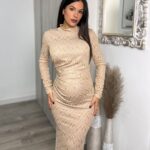 Vestido midi espiga brillo