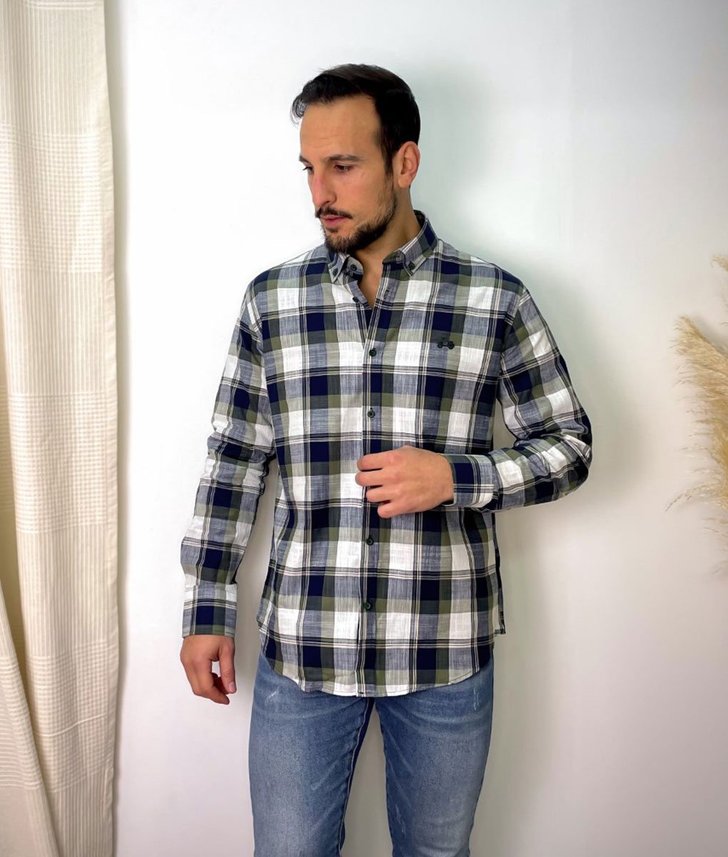 ZSin-titulo-14.jpg Camisa CoolBike cuadros marino kaki - Imagen 1