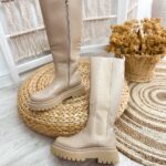 Botas altas track beige