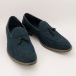 Mocasín antelina borlas azul